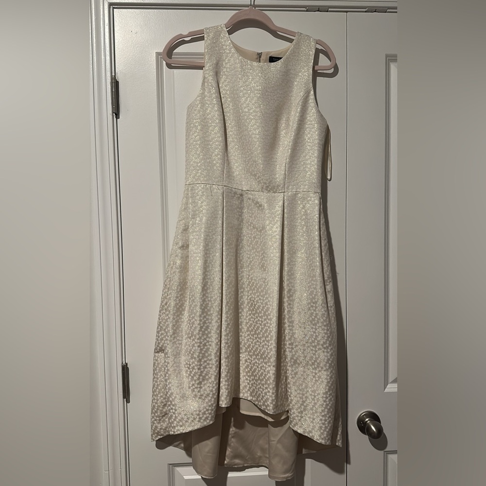 White House Black Market cream/gold dress